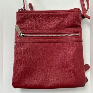 Giani Bernini red leather triple zip crossbody dasher bag